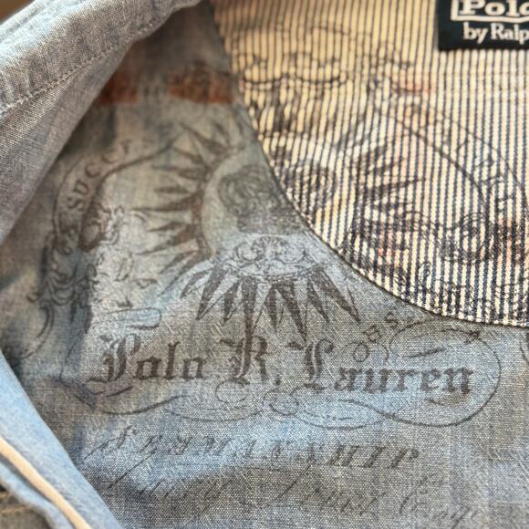 POLO Ralph Lauren Rare Shipyard Nautical Chambray Button-Up Denim Shirt Men's XL - Picture 11 of 16